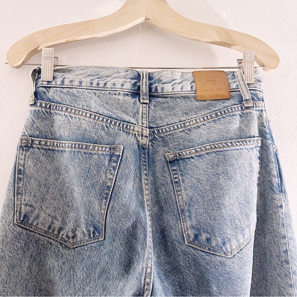 Anine Bing Stone Washed Blue Straight Leg Jeans Denim Cotton - Picture 6 of 9